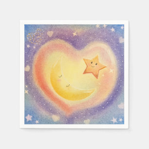 Soft Pastel Moon Star Dreamy Sky Design Napkins