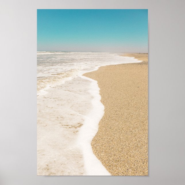 Soft Pastel Ocean Sandy Beach Sky Waves Foam Poster (Front)