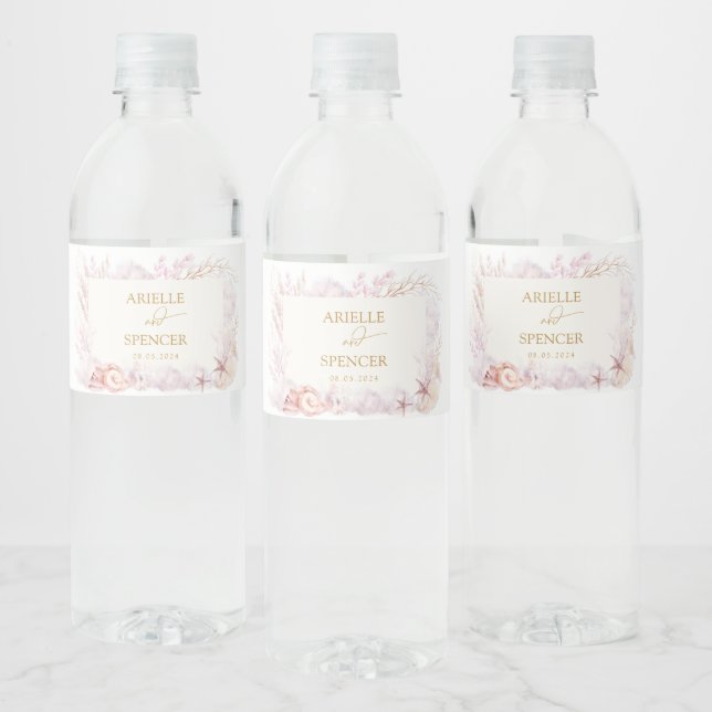 Soft Pastel Ocean Under the Sea Wedding Favors Water Bottle Label (Bottles)