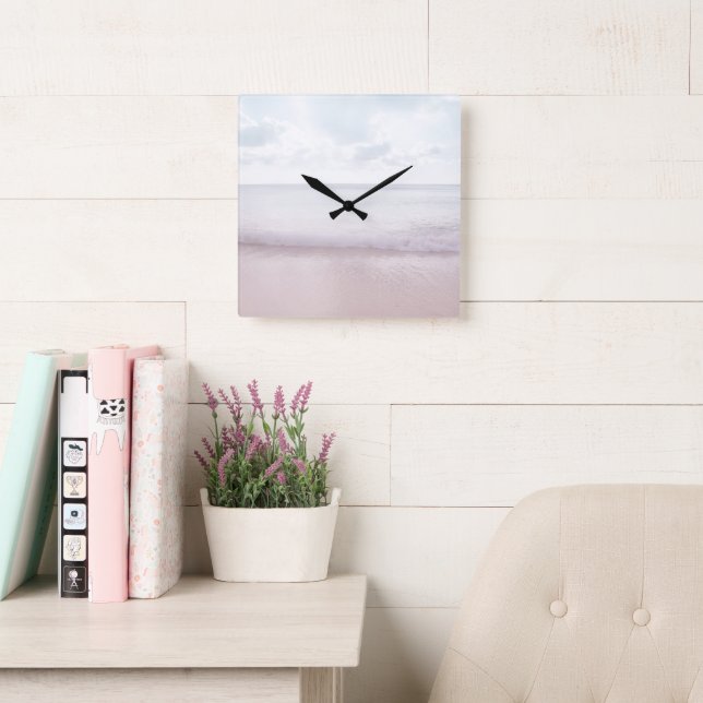 Soft Pastel Ocean Waves 4 #ocean#art Square Wall Clock (Reading Room)