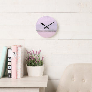 Soft Pastel Ocean Waves 5 Round Clock