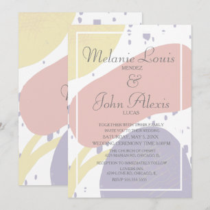 Soft Pastel Organic Geometrical Colorful Wedding Invitation