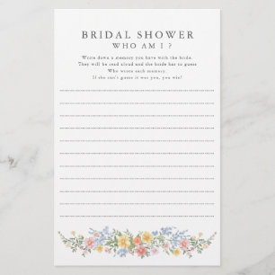 Soft Pastel Ornate Bridal Shower Who Am I Game