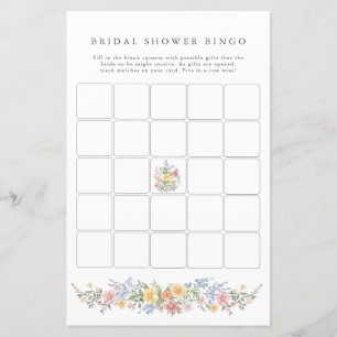 Soft Pastel Ornate Spring Bridal Shower Bingo Game