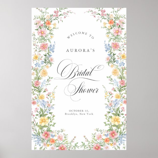 Soft Pastel Ornate Spring Bridal Shower Welcome Poster (Front)