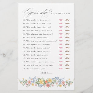 Soft Pastel Ornate Spring chic Bridal Shower Game