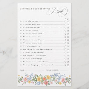 Soft Pastel Ornate Spring chic Bridal Shower Game