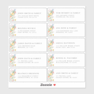 Soft Pastel Ornate Spring Garde Guest Name Address Sticker