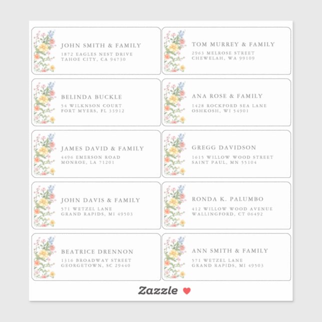 Soft Pastel Ornate Spring Garde Guest Name Address Sticker (Sheet)