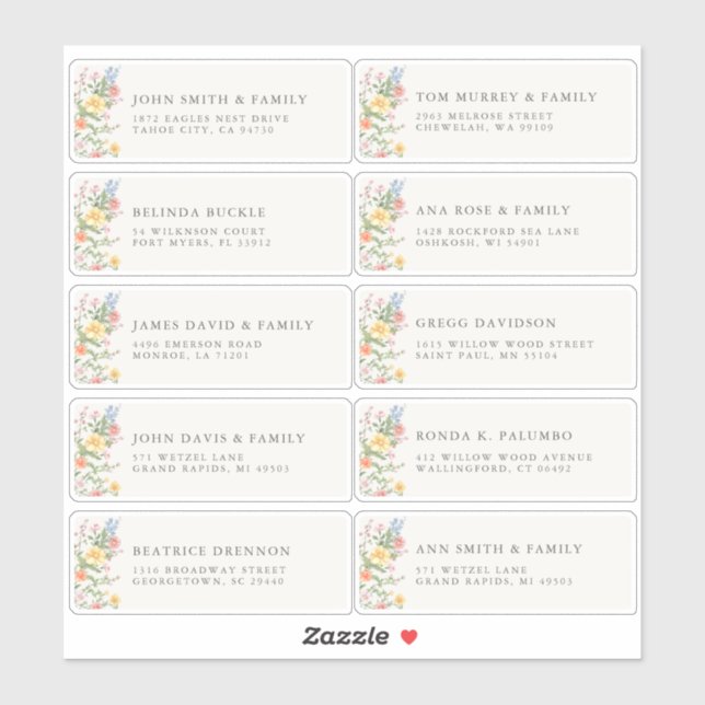 Soft Pastel Ornate Spring Garde Guest Name Address Sticker (Sheet)