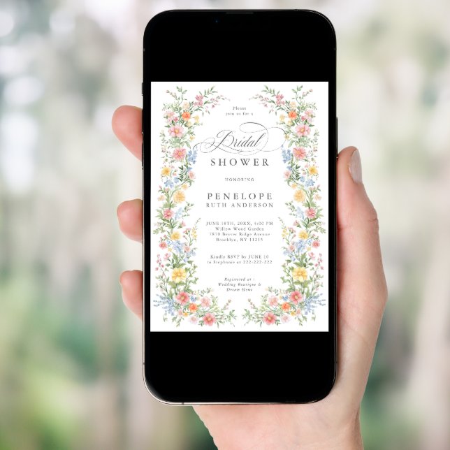 Soft Pastel Ornate Spring Garden Bridal Shower Invitation (Front Digital)