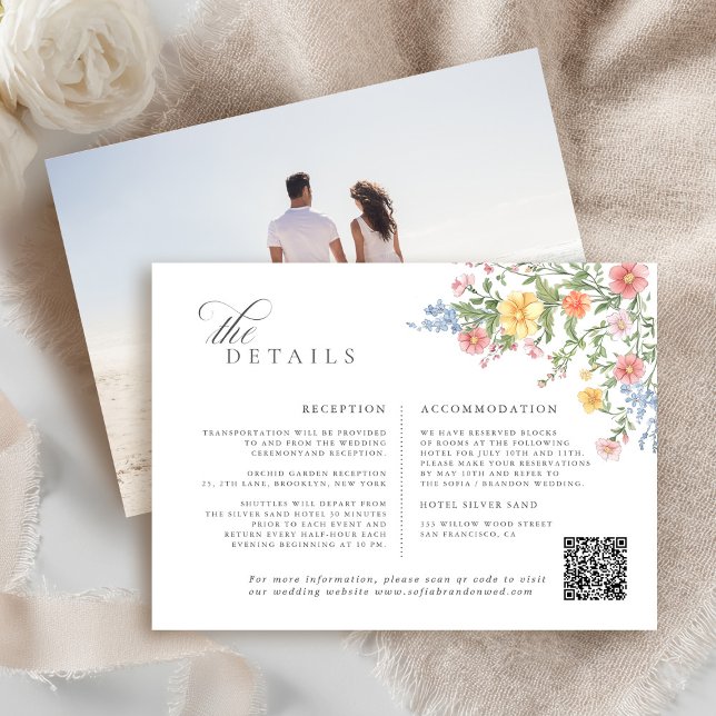 Soft Pastel Ornate Spring Garden Floral Wedding Enclosure Card (Soft Pastel Ornate Spring Garden Floral Wedding details with QR code Enclosure Card)