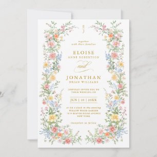 Soft Pastel Ornate Spring Garden Floral Wedding Invitation