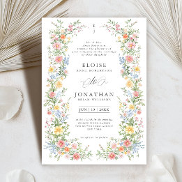 Soft Pastel Ornate Spring Garden Floral Wedding Invitation