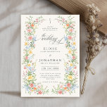 Soft Pastel Ornate Spring Garden Floral Wedding    Invitation<br><div class="desc">Bring timeless charm and romantic elegance to your wedding with this minimalist floral invitation, featuring a soft watercolor border of hand-painted blooms. The delicate floral arrangement includes pastel pinks, buttery yellows, soft lavenders, baby blues, and sage greens, gracefully framing your custom text in the center. Perfect for spring or garden...</div>