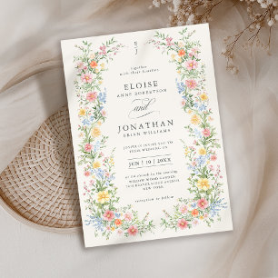 Soft Pastel Ornate Spring Garden Floral Wedding Invitation