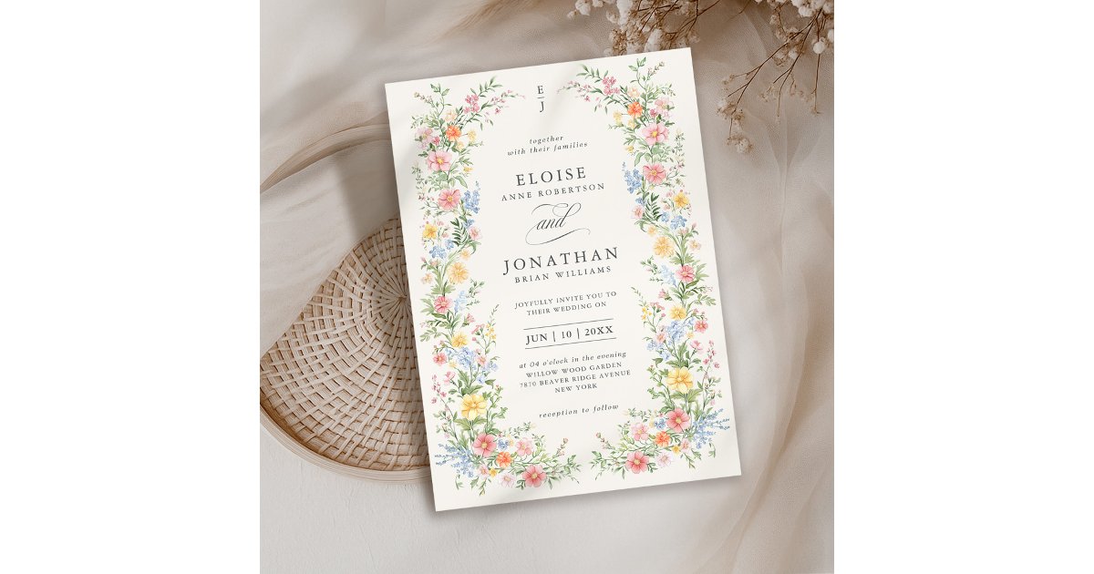 Soft Pastel Ornate Spring Garden Floral Wedding Invitation | Zazzle