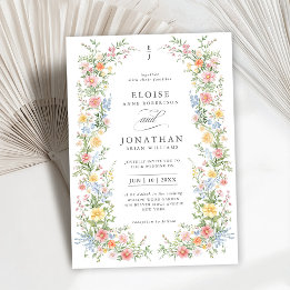 Soft Pastel Ornate Spring Garden Floral Wedding Invitation