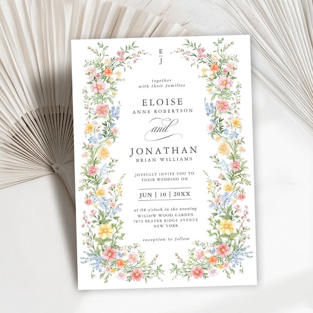Soft Pastel Ornate Spring Garden Floral Wedding    Invitation (Soft Pastel Ornate Spring Garden Floral Wedding Invitation)
