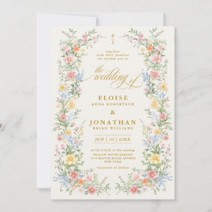 Soft Pastel Ornate Spring Garden Floral Wedding Invitation