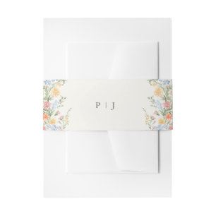 Soft Pastel Ornate Spring Garden Floral Wedding Invitation Belly Band