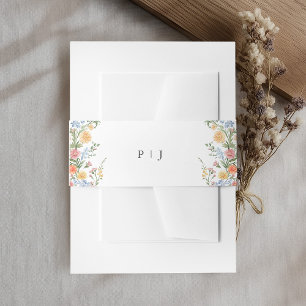 Soft Pastel Ornate Spring Garden Floral Wedding Invitation Belly Band