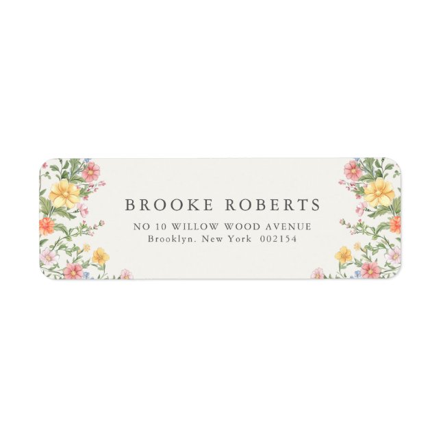 Soft Pastel Ornate Spring Garden Floral Wedding Label (Front)