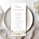 Soft Pastel Ornate Spring Garden Floral Wedding Menu<br><div class="desc">Bring timeless charm and romantic elegance to your wedding with this minimalist floral wedding menu, featuring a soft watercolor border of hand-painted blooms. The delicate floral arrangement includes pastel pinks, buttery yellows, soft lavenders, baby blues, and sage greens, gracefully framing your custom text in the center. Perfect for spring or...</div>