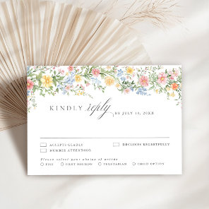 Soft Pastel Ornate Spring Garden Floral Wedding RSVP Card