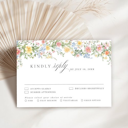 Soft Pastel Ornate Spring Garden Floral Wedding RSVP Card