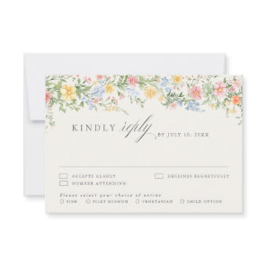 Soft Pastel Ornate Spring Garden Floral Wedding RSVP Card