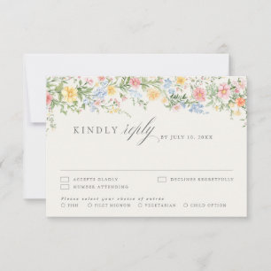 Soft Pastel Ornate Spring Garden Floral Wedding RSVP Card