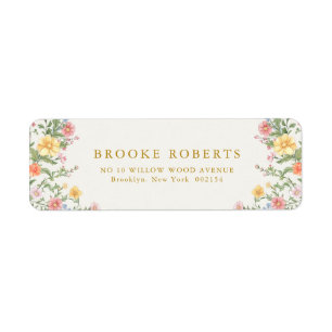 Soft Pastel Ornate Spring Garden Gold Wedding Label