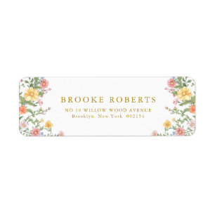 Soft Pastel Ornate Spring Garden Gold Wedding Label