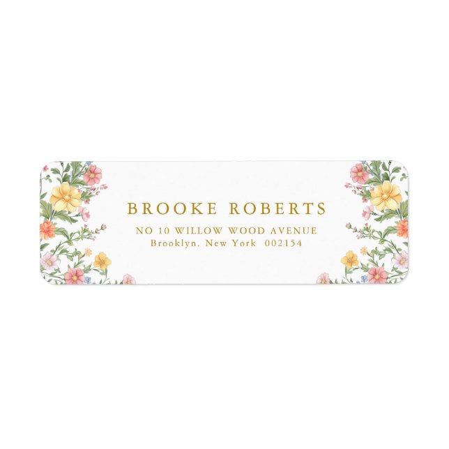 Soft Pastel Ornate Spring Garden Gold Wedding Label (Front)