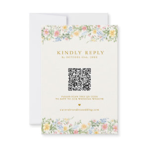Soft Pastel Ornate Spring Garden Gold Wedding  RSVP Card