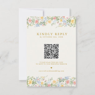 Soft Pastel Ornate Spring Garden Gold Wedding  RSVP Card