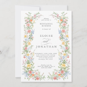 Soft Pastel Ornate Spring Garden  Rehearsal Dinner Invitation