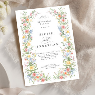 Soft Pastel Ornate Spring Garden Rehearsal Dinner Invitation