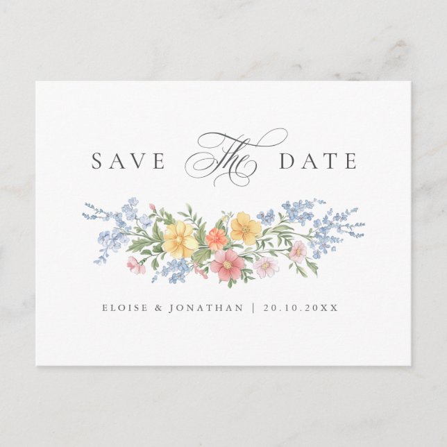 Soft Pastel Ornate Spring Garden Save the Date Postcard (Front)