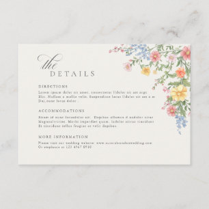Soft Pastel Ornate Spring Garden Wedding Details Enclosure Card