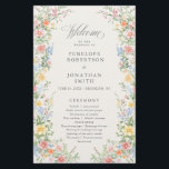 Soft Pastel Ornate Spring Garden  Wedding Program<br><div class="desc">Bring timeless charm and romantic elegance to your wedding with this minimalist floral program, featuring a soft watercolor border of hand-painted blooms. The delicate floral arrangement includes pastel pinks, buttery yellows, soft lavenders, baby blues, and sage greens, gracefully framing your custom text in the center. Perfect for spring or garden...</div>