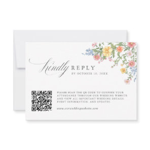Soft Pastel Ornate Spring Garden Wedding QR Code RSVP Card