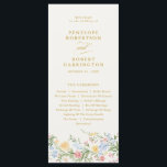 Soft Pastel Ornate Spring Gold Floral Wedding Program<br><div class="desc">Bring timeless charm and romantic elegance to your wedding with this minimalist floral program, featuring a soft watercolor border of hand-painted blooms. The delicate floral arrangement includes pastel pinks, buttery yellows, soft lavenders, baby blues, and sage greens, gracefully framing your custom text in the center. Perfect for spring or garden...</div>