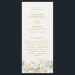 Soft Pastel Ornate Spring Gold Floral Wedding Program<br><div class="desc">Bring timeless charm and romantic elegance to your wedding with this minimalist floral program, featuring a soft watercolor border of hand-painted blooms. The delicate floral arrangement includes pastel pinks, buttery yellows, soft lavenders, baby blues, and sage greens, gracefully framing your custom text in the center. Perfect for spring or garden...</div>