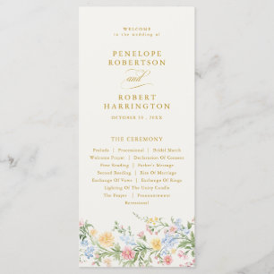 Soft Pastel Ornate Spring Gold Floral Wedding Program