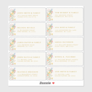 Soft Pastel Ornate Spring Gold Guest Name Address Sticker