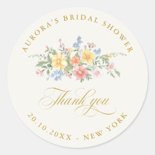 Soft Pastel Ornate Spring  Gold shower thank you Classic Round Sticker