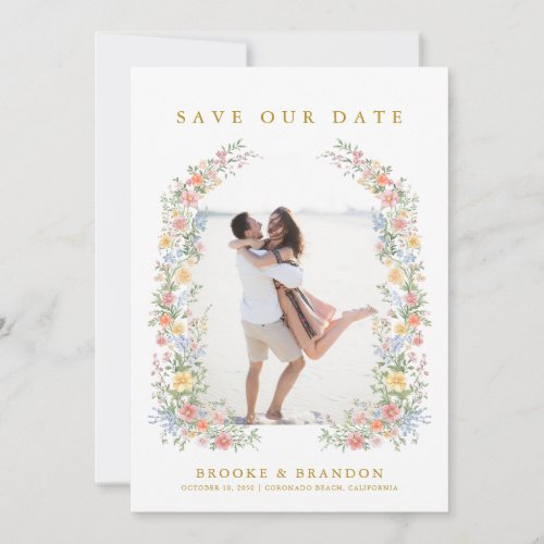 Soft Pastel Ornate Spring Gold Wedding Photo