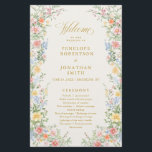Soft Pastel Ornate Spring Gold  Wedding Program<br><div class="desc">Bring timeless charm and romantic elegance to your wedding with this minimalist floral program with gold lettering, featuring a soft watercolor border of hand-painted blooms. The delicate floral arrangement includes pastel pinks, buttery yellows, soft lavenders, baby blues, and sage greens, gracefully framing your custom text in the center. Perfect for...</div>